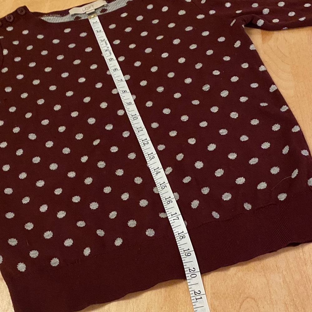 LOFT Burgundy Sweater with Light Gray Dots - Picture 7 of 9